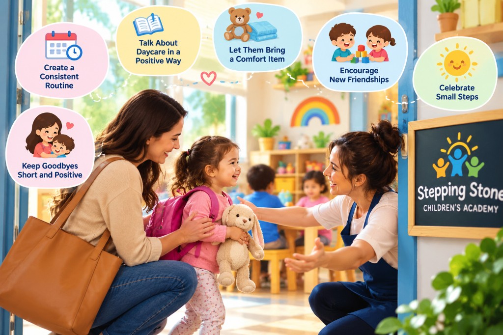 Tips for helping a child adjust to daycare at Stepping Stone Children's Academy